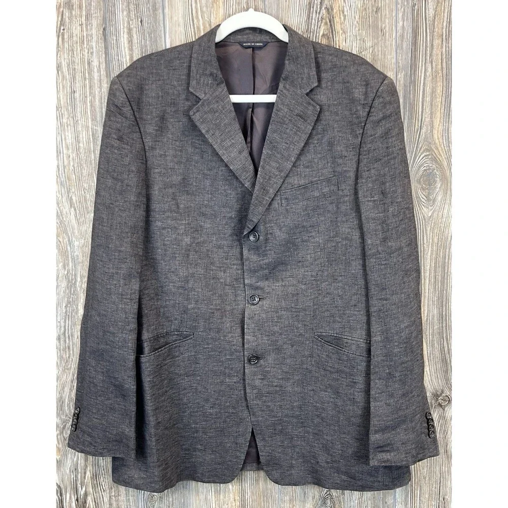 Banana Republic‎ Blazer Mens 44R Brown Linen Jacket Classic Office Quiet Luxury